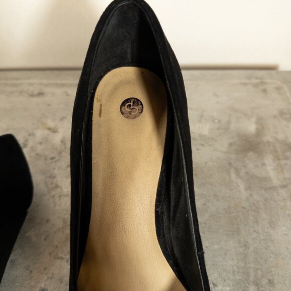 Black Velvet Classic Heels Rubber Sole 9 Chunky Stiletto - Picture 9 of 9